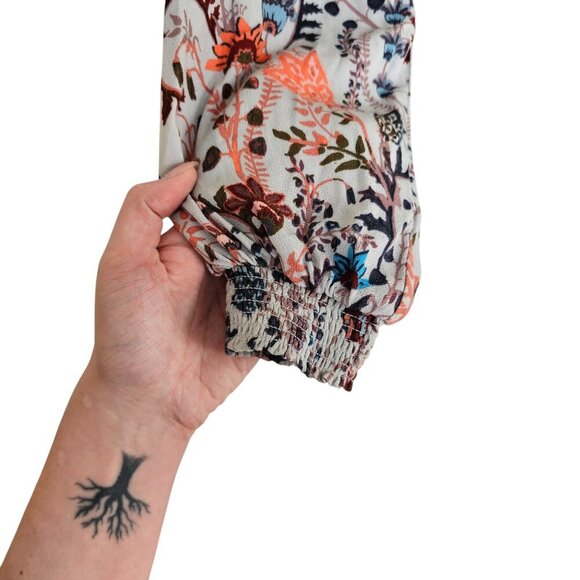 Free People Pretty and Free Romper Off Shoulder Floral Patterned Grey Blue Sz M - Picture 3 of 9